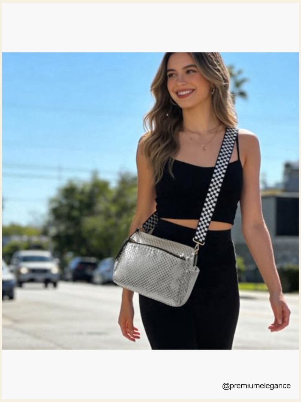 Small Crossbody Bag - Nylon Quilted Purse with Multiple Zippers Fits Phone and - Picture 2 of 7